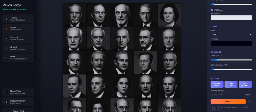 parametric laser cut facade generation interface in Relics Forge