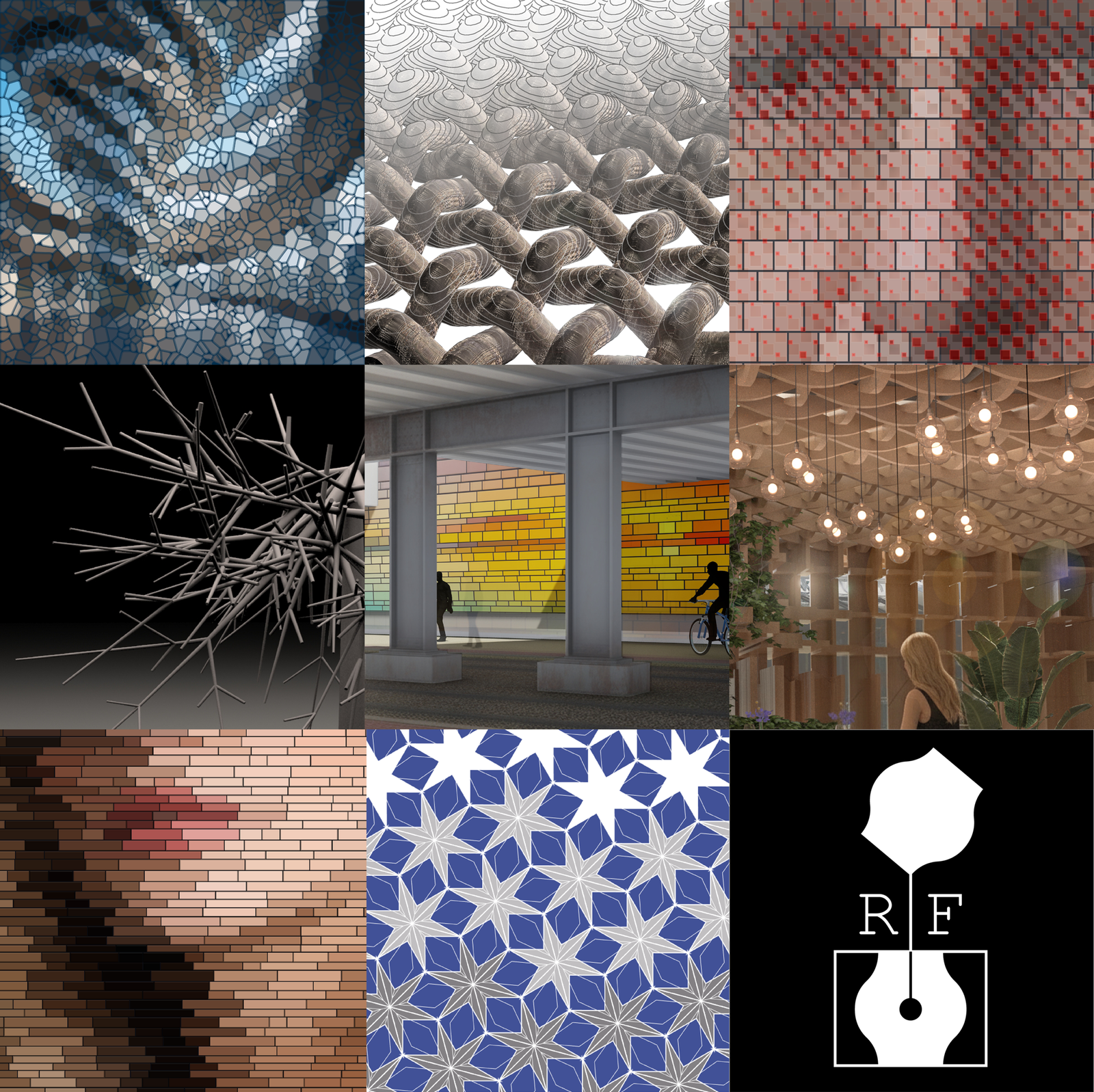 procedural surface textures generated with a parametric pattern generator